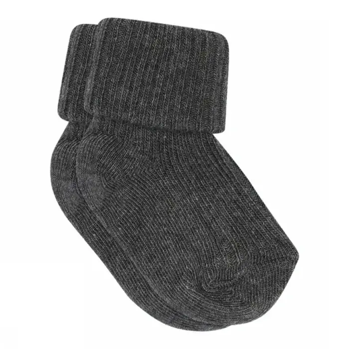 MP Denmark Katoenen rib baby sokken Dark Grey Melange 497