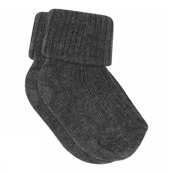 MP Denmark Katoenen rib baby sokken Dark Grey Melange 497