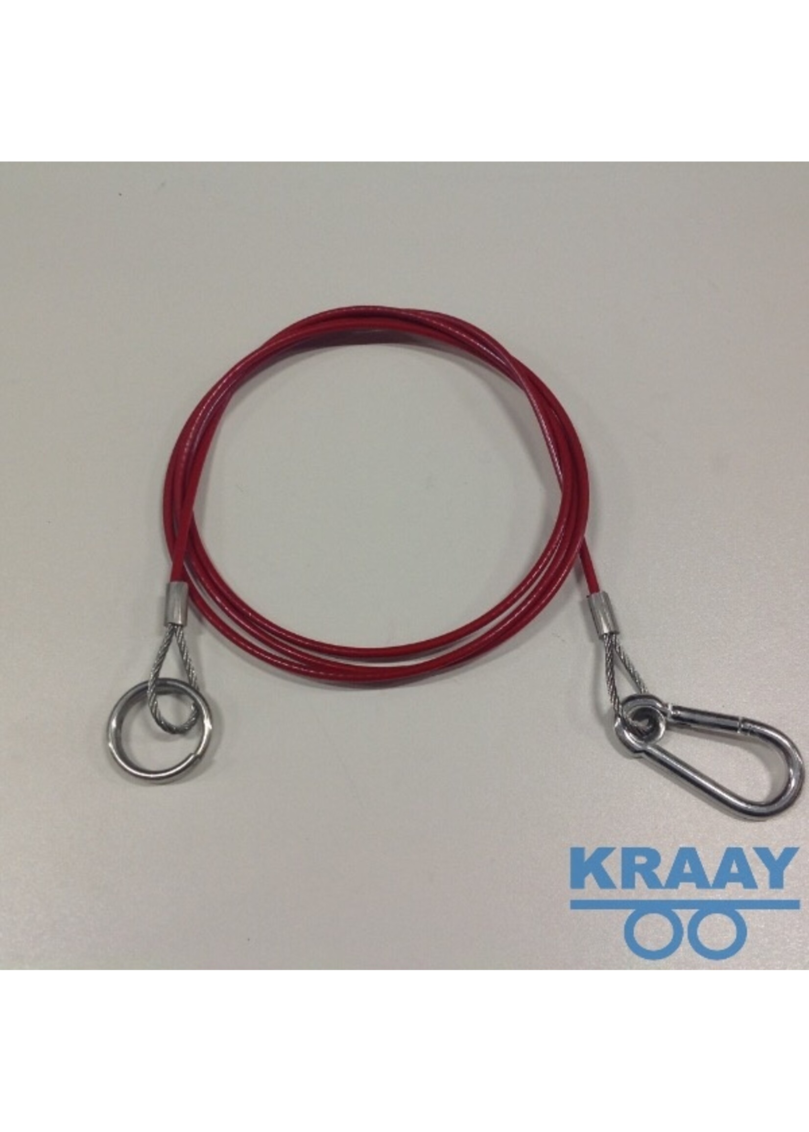 4056 Breekkabel 1800mm karabijn haak en ring 30 rood