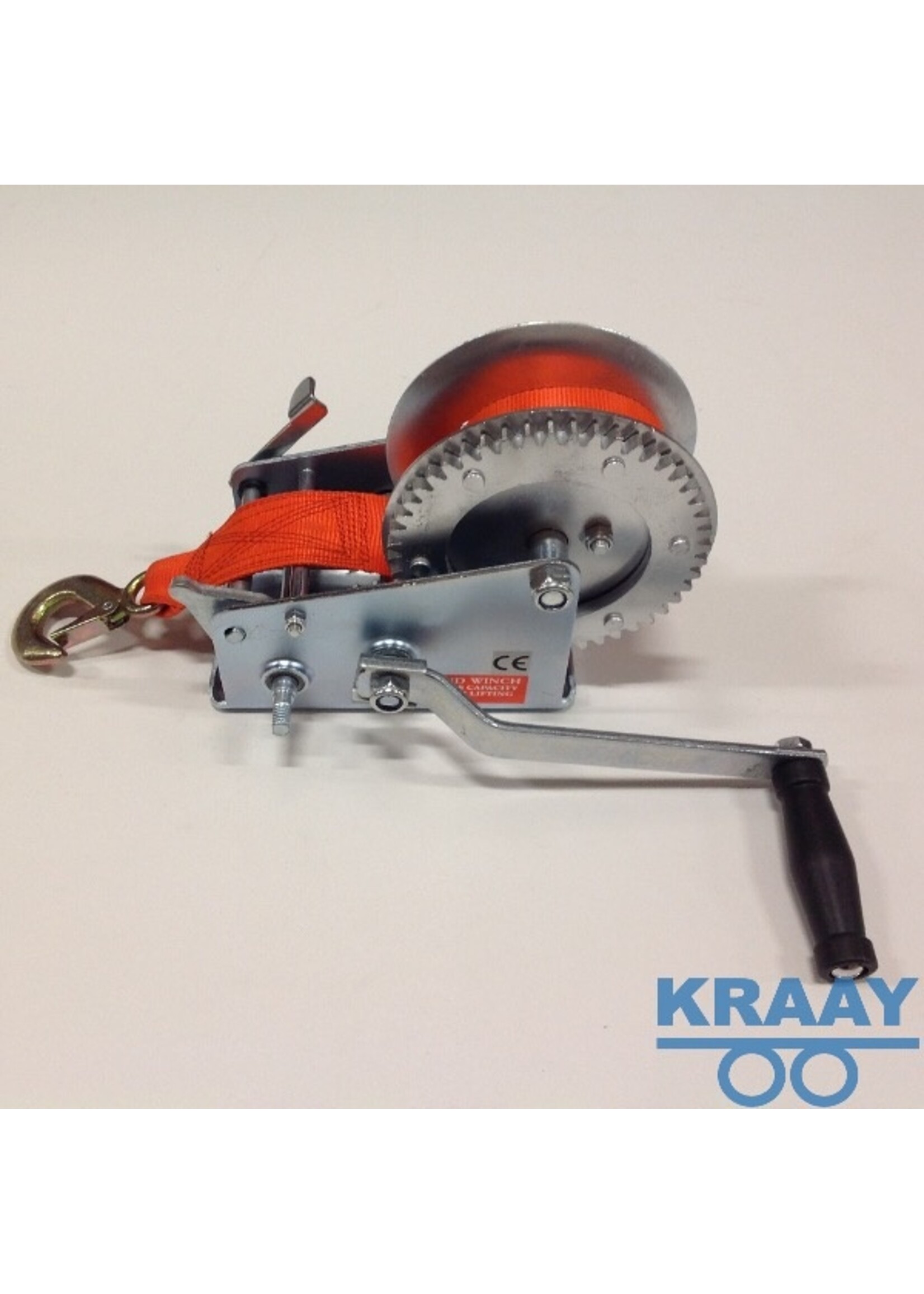 5027 Handlier met 8 meter band en haak 1138kg. / 2500lbs.