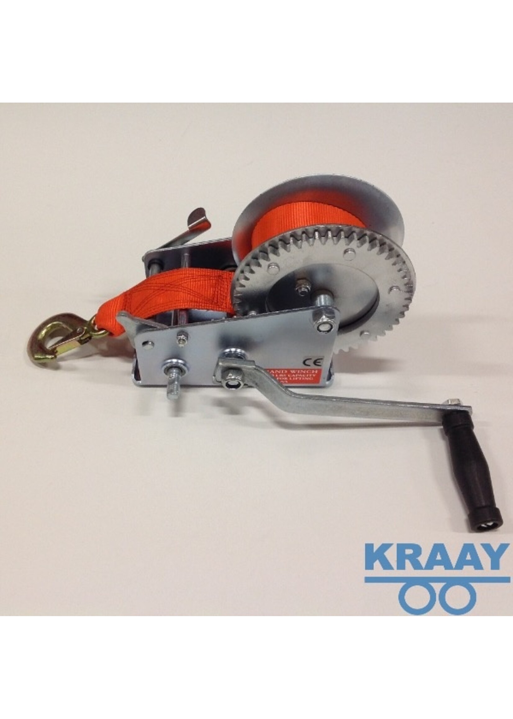 5015 Handlier met 8 meter band en haak 1350kg. / 3000lbs.