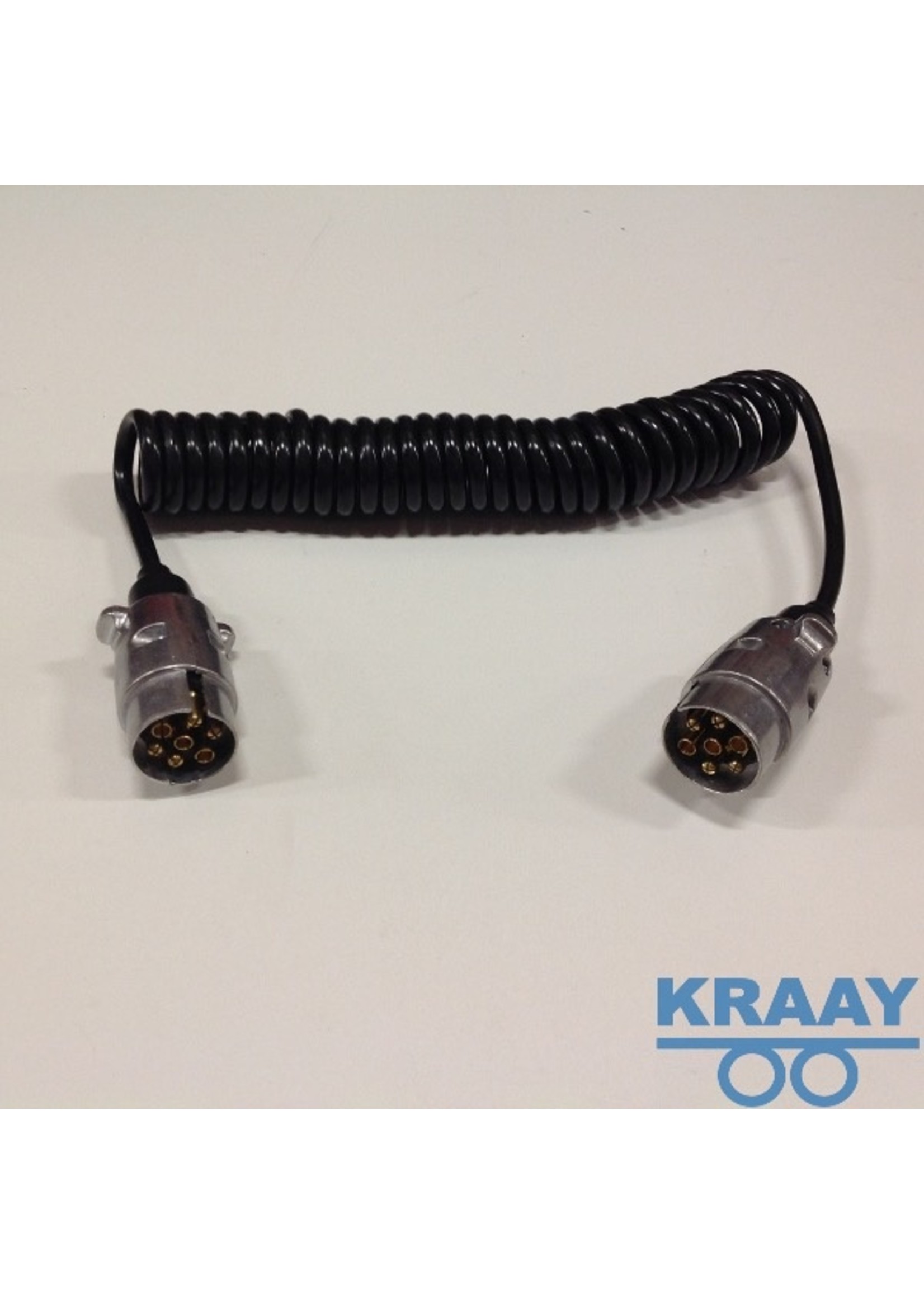 2113 Spiraalkabel metalen stekker 7 polig 3 meter