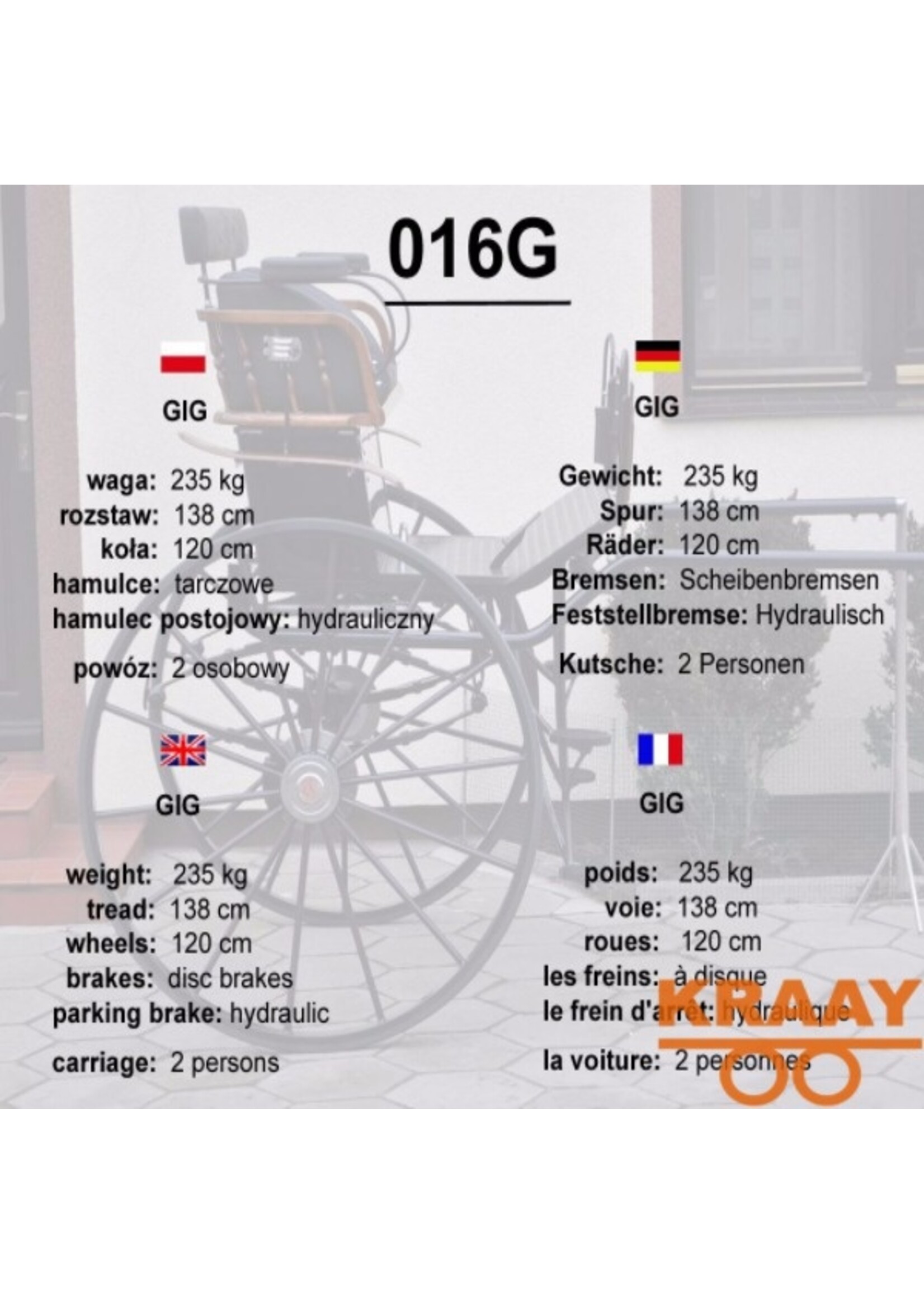 016 G Enkelspan Paard Gig/Sulky