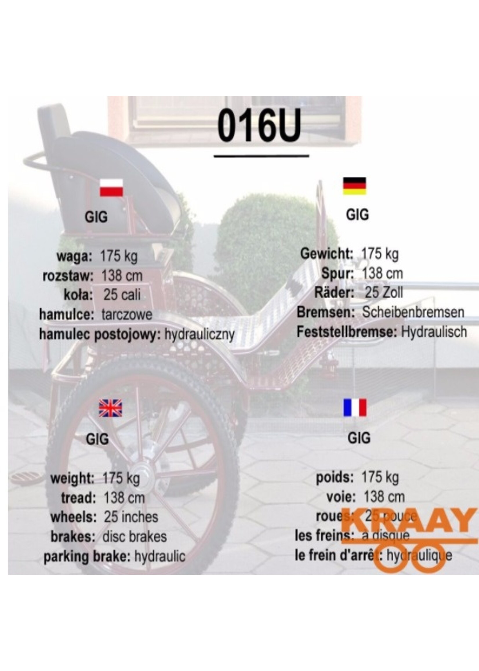 016 U Enkelspan Paard Gig/Sulky