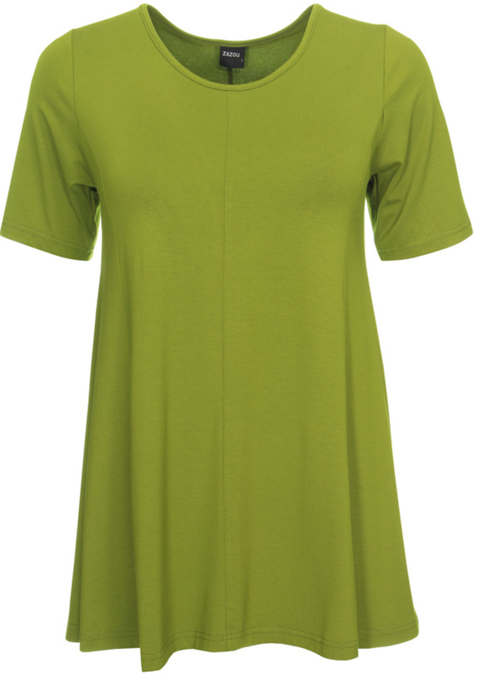 ZAZOU ZAZOU A-LIJN SHIRT KORTE MOUW OLIVE GREEN
