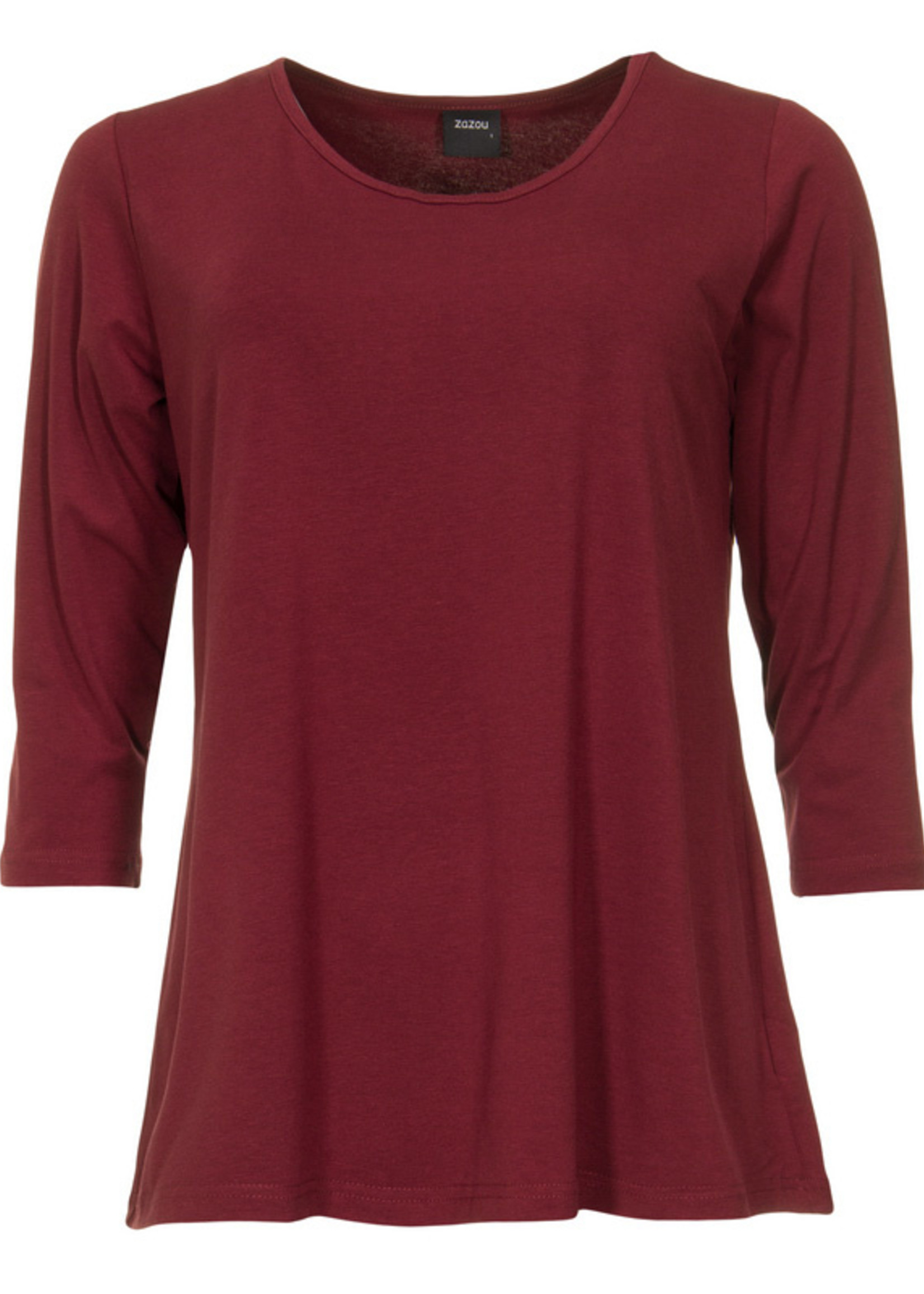 ZAZOU SHIRT AMY 3/4 MOUW BORDEAUX bamboe