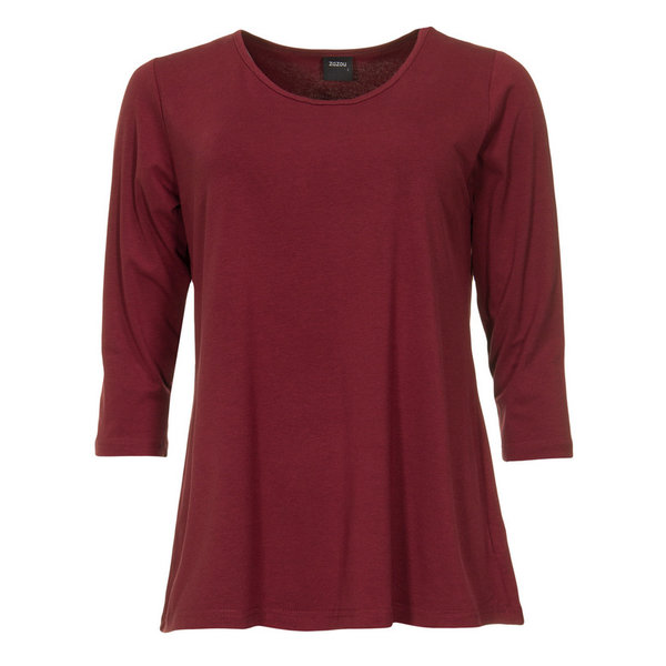 ZAZOU SHIRT AMY 3/4 MOUW BORDEAUX bamboe