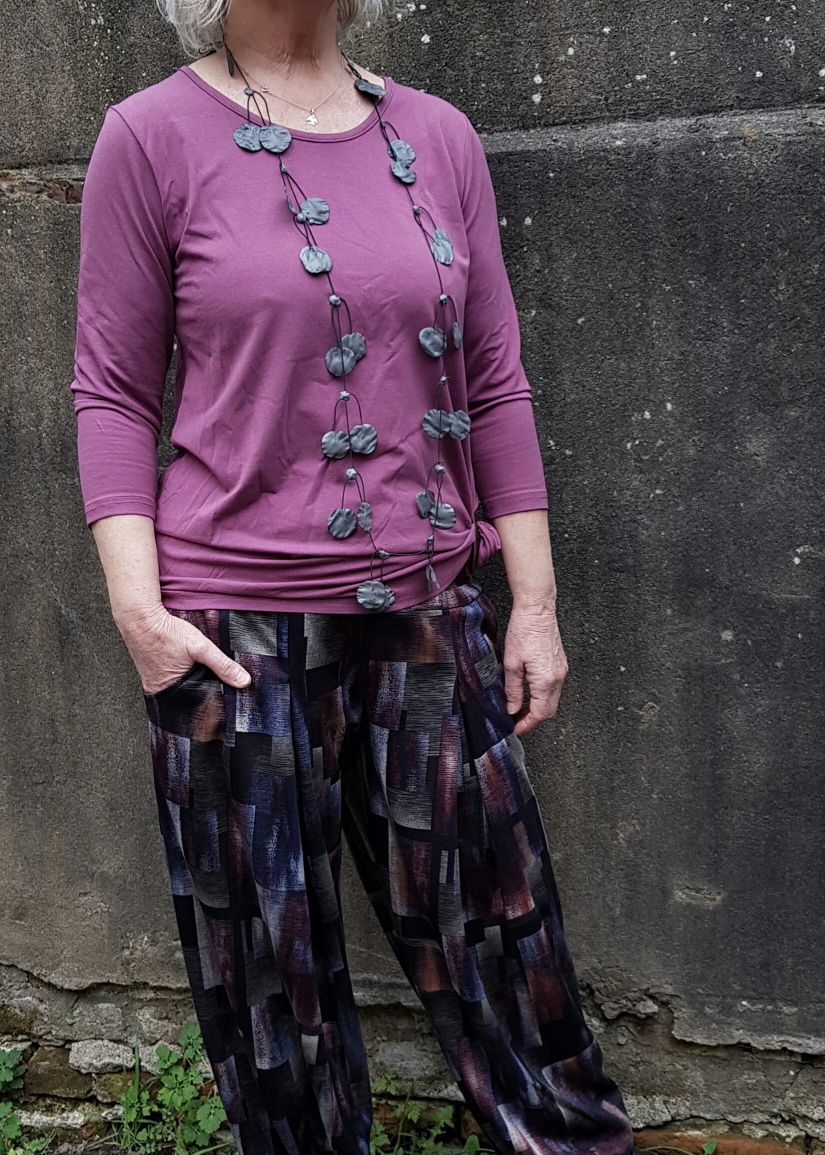 ZAZOU SHIRT AMY 3/4 MOUW TAUPE bamboe