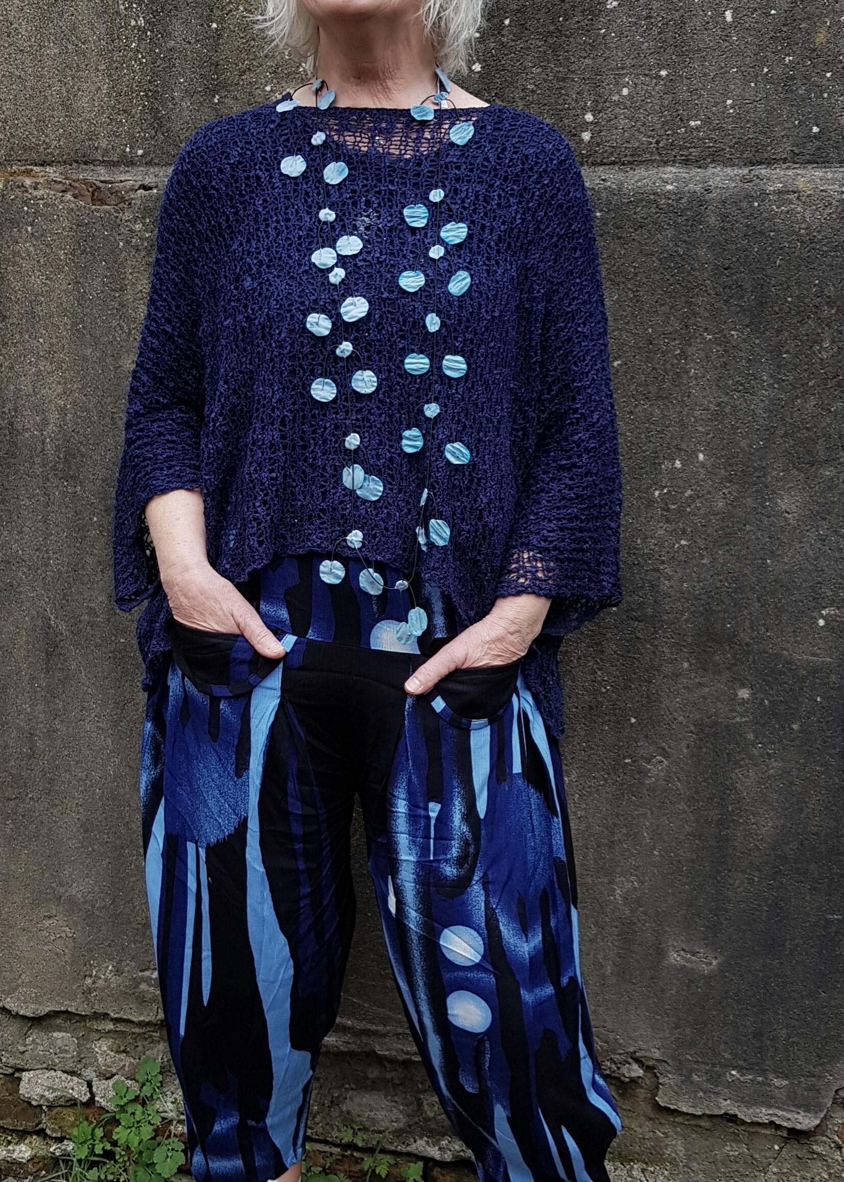 ZAZOU SHIRT AMY 3/4 MOUW NAVY bamboe