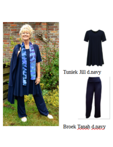 ZAZOU TUNIEK /JURK JILL A-LIJN  MET KORTE MOUW DONKERBLAUW