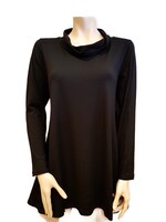 ZAZOU COLSHIRT A-LINE  LANGE MOUW ZWART