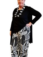 ZAZOU BROEK LIA PRINT ZWART WIT