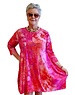 ZAZOU JURK/TUNIEK JOLA  3/4 MOUW  ROOD TIE DYE