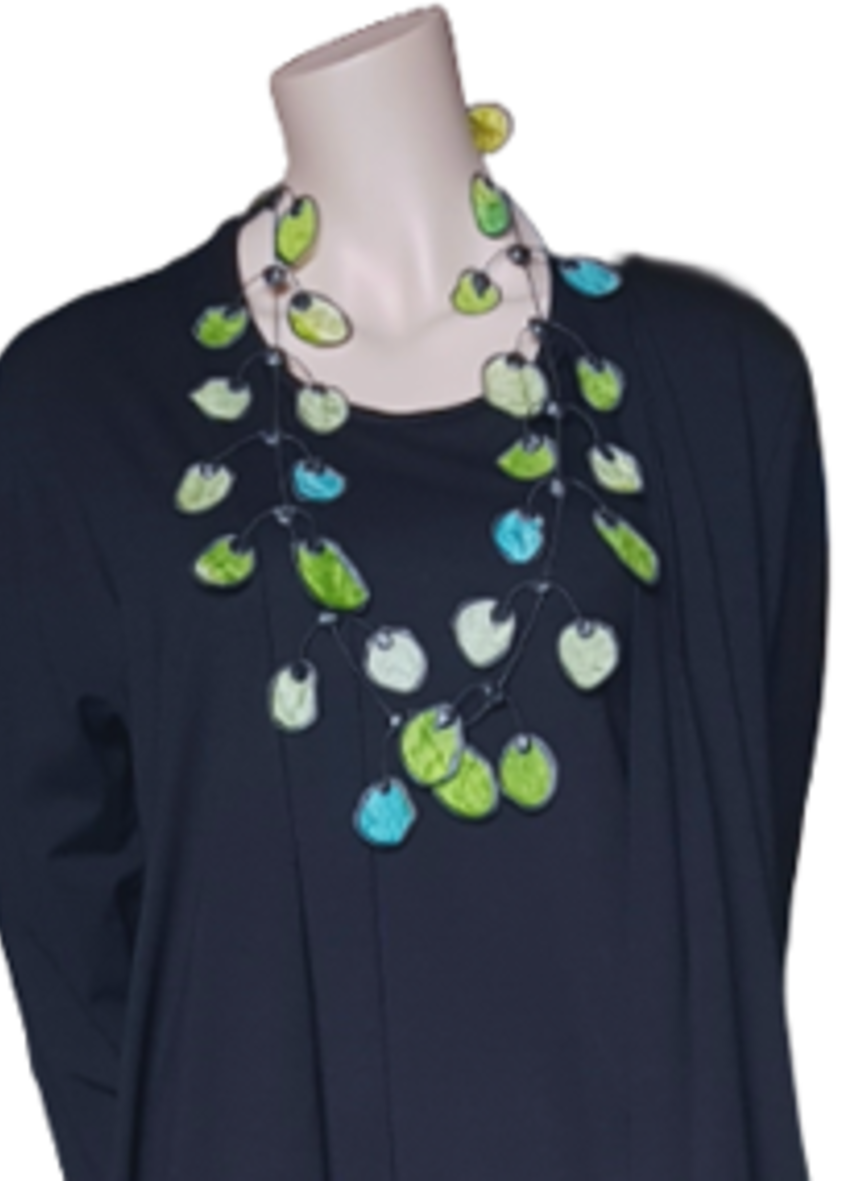 ZAZOU KETTING GROEN MET ZIJDE EN/OF BAMBOE