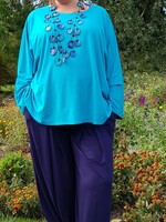 Zazou Shirt Mery lang met lange mouw turquoise