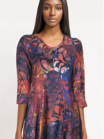 ZAZOU JURK/TUNIEK JOLA  3/4 MOUW  BRUIN ROOD BLAD