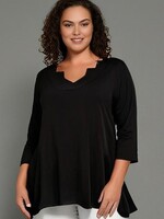 ZAZOU SHIRT A-LINE 3/4 MOUW TRAPHALS ZWART