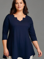 ZAZOU SHIRT A-LINE 3/4 MOUW TRAPHALS D.NAVY