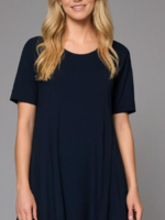 ZAZOU TUNIEK /JURK JILL A-LIJN  MET KORTE MOUW DONKERBLAUW