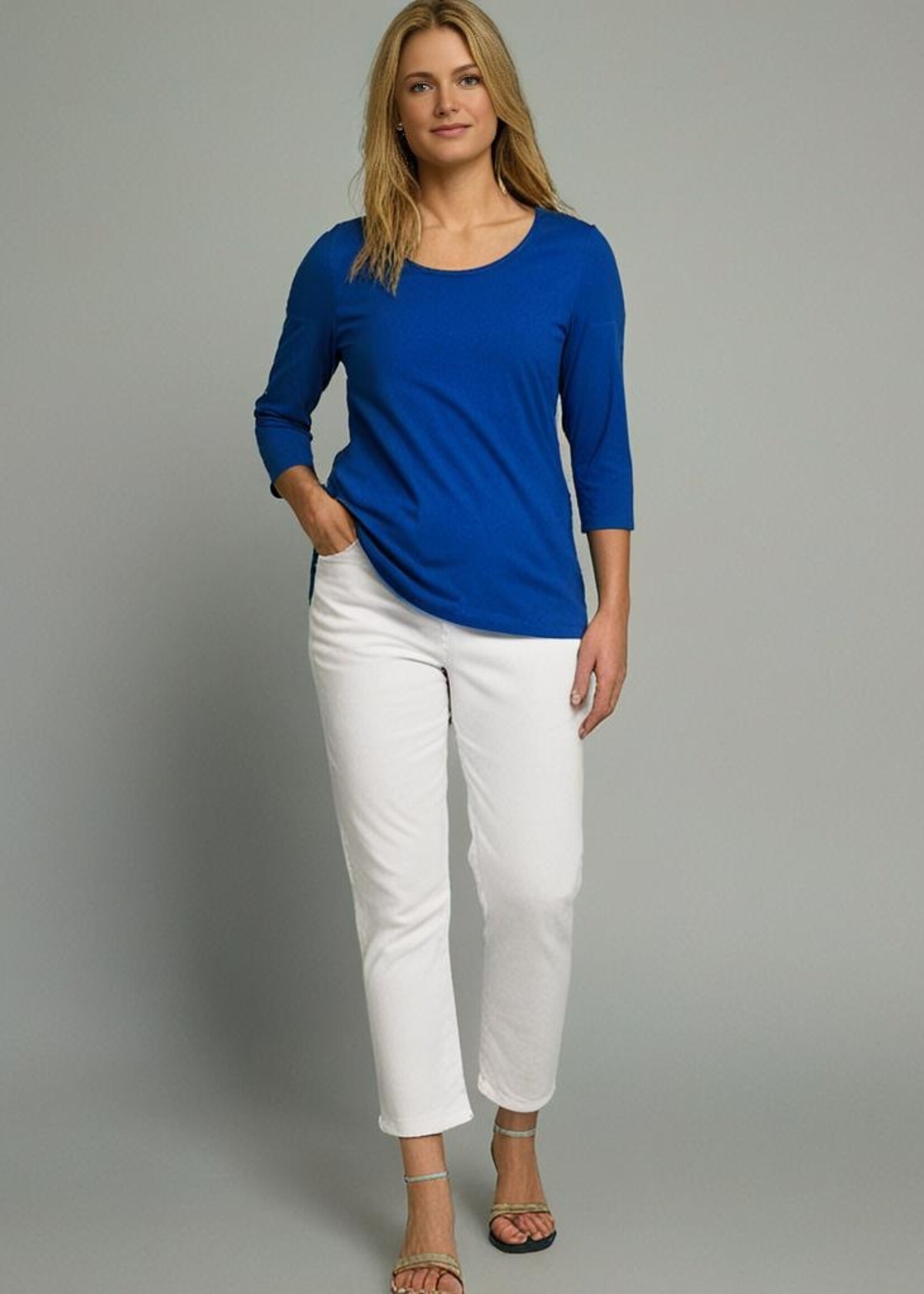 ZAZOU SHIRT AMY 3/4 MOUW KOBALT