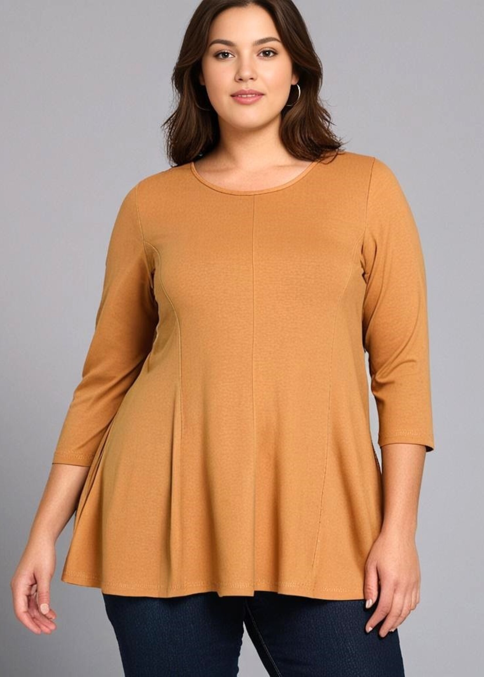 ZAZOU SHIRT A-LINE 3/4 MOUW OKER
