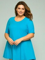 ZAZOU ZAZOU A-LIJN SHIRT KORTE MOUW AQUA