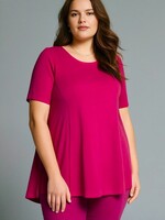 ZAZOU SHIRT A-LINE KORTE MOUW FUCHSIA