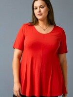 ZAZOU SHIRT A-LINE KORTE MOUW FIRE RED