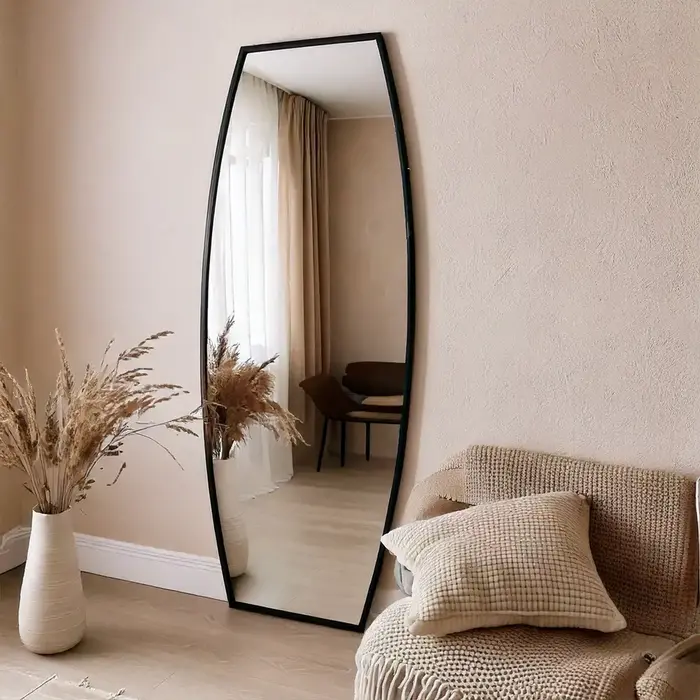 DMC  Grote Lensvormige Passpiegel Fabia Zwart 80x200 cm