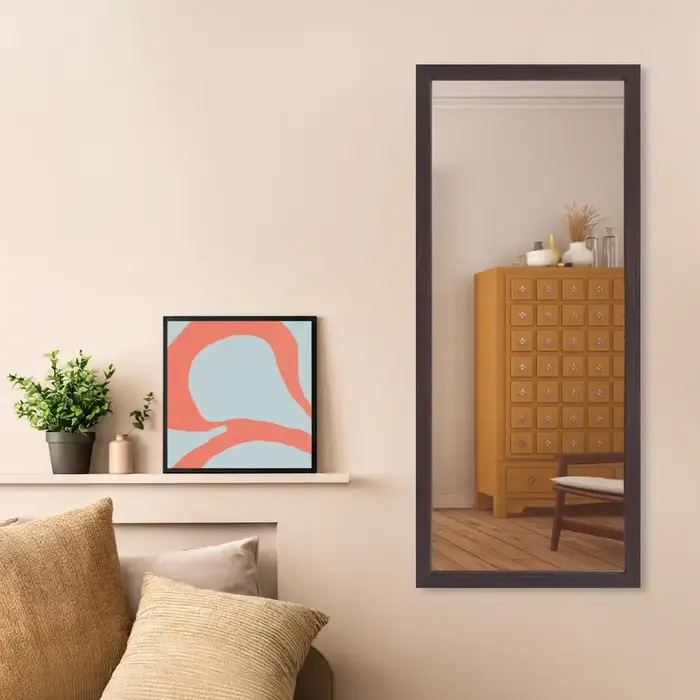 Spiegel Milo Bruin | Spiegel met smalle lijst