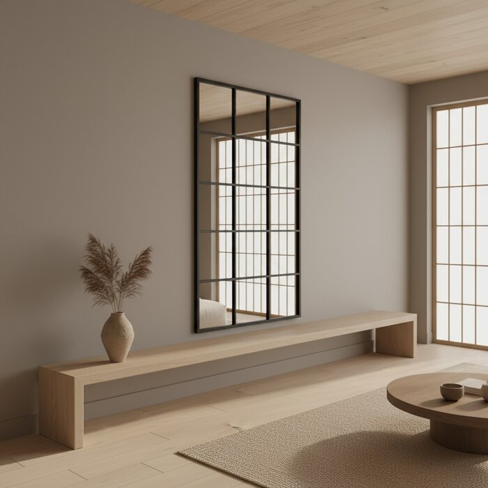 DMC  Grote Raamwerk Spiegel Elisa Zwart Staal 80x180 cm