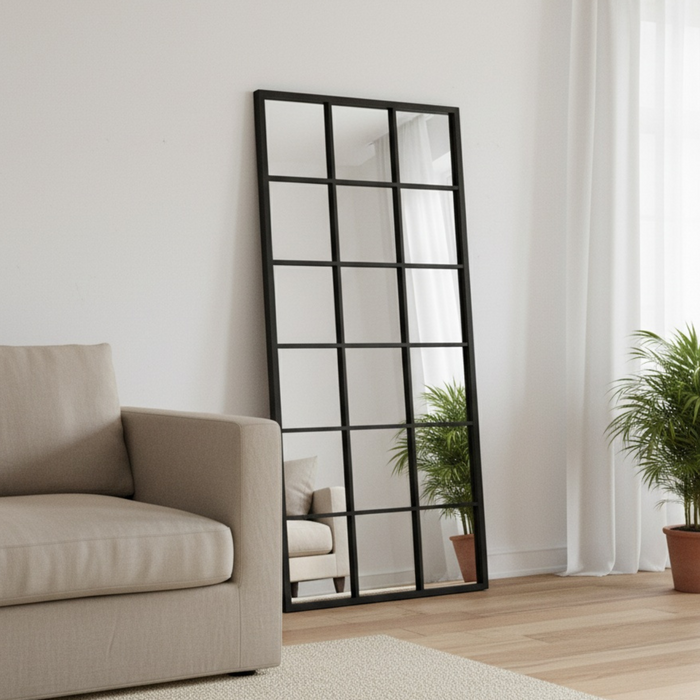 DMC  Grote Raamwerk Spiegel Elisa Zwart Staal 80x180 cm