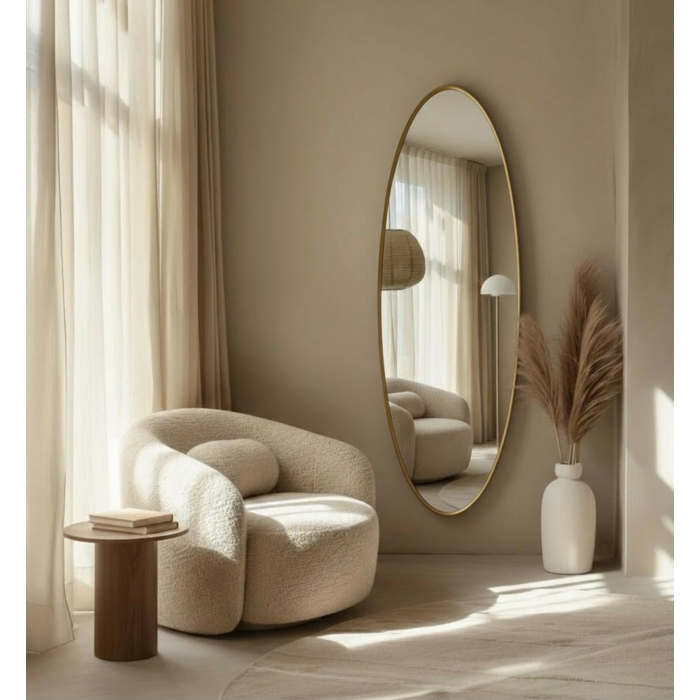 DMC  Grote Ovale Goud Stalen Spiegel Cadi 50x170 cm