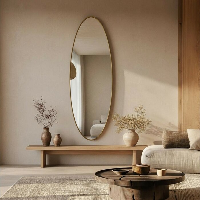 DMC  Grote Ovale Goud Stalen Spiegel Cadi 50x170 cm