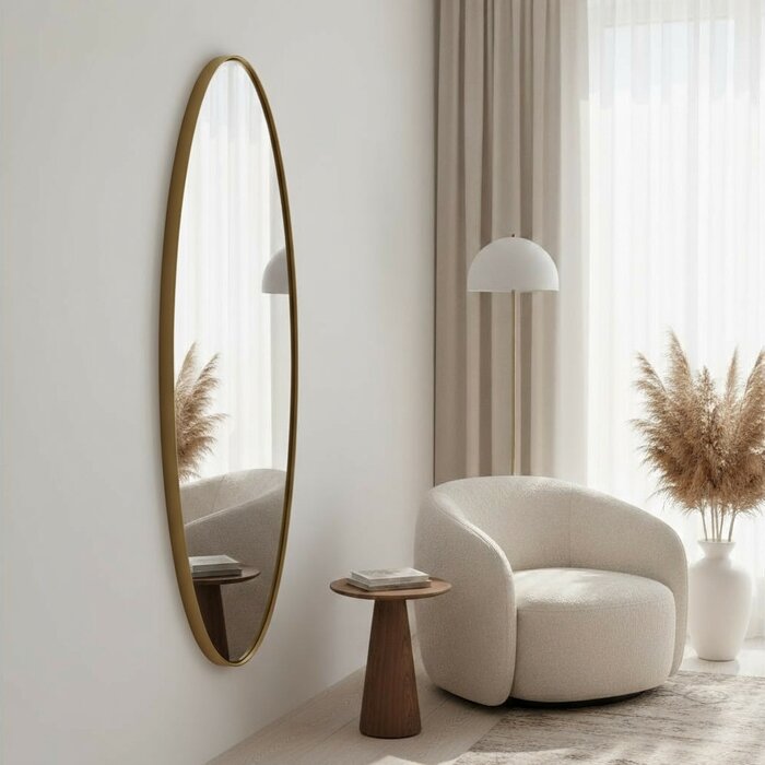 DMC  Grote Ovale Goud Stalen Spiegel Cadi 50x170 cm