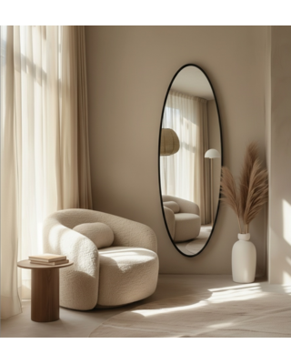 DMC  Grote Ovale Spiegel Cadi Zwart 50x170 cm