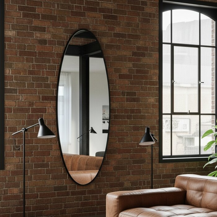 DMC  Grote Ovale Zwart Stalen Spiegel Cadi 50x170 cm