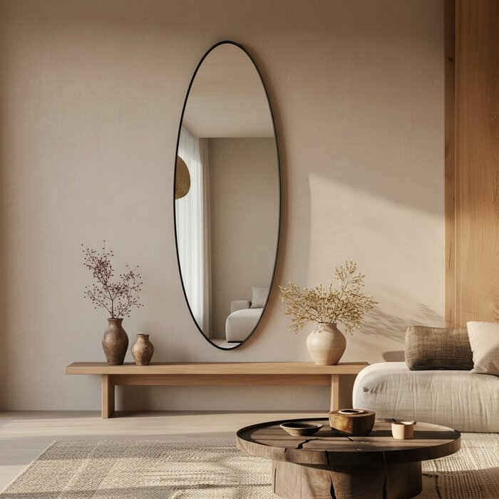 DMC  Grote Ovale Zwart Stalen Spiegel Cadi 50x170 cm