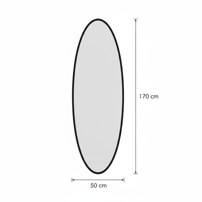 DMC  Grote Ovale Zwart Stalen Spiegel Cadi 50x170 cm
