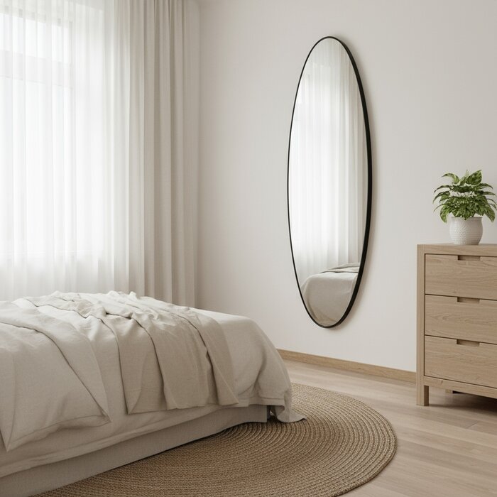 DMC  Grote Ovale Zwart Stalen Spiegel Cadi 50x170 cm