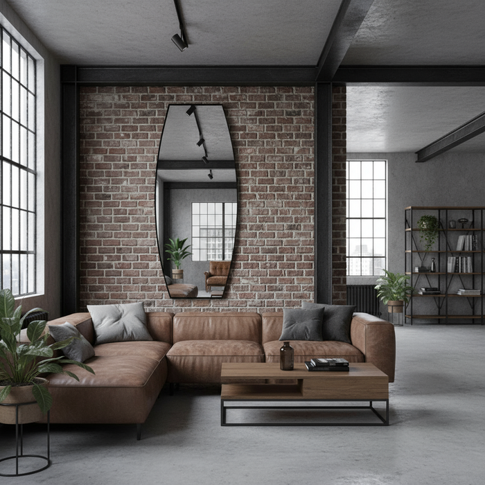 DMC  Grote Lensvormige Passpiegel Fabia Zwart 80x200 cm