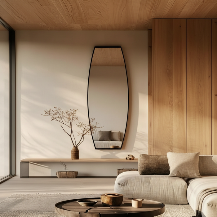 DMC  Grote Lensvormige Passpiegel Fabia Zwart 80x200 cm