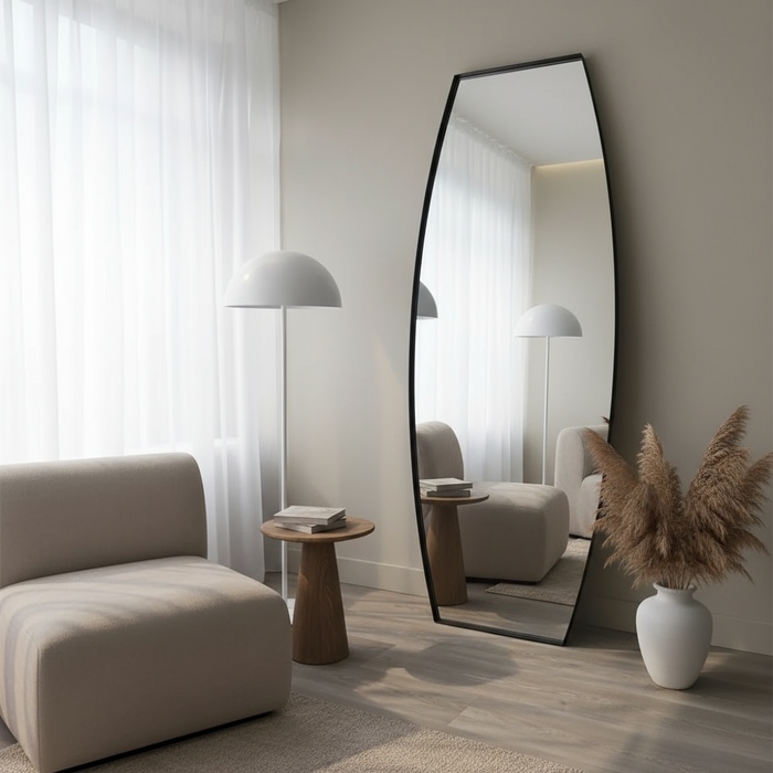 DMC  Grote Lensvormige Passpiegel Fabia Zwart 80x200 cm