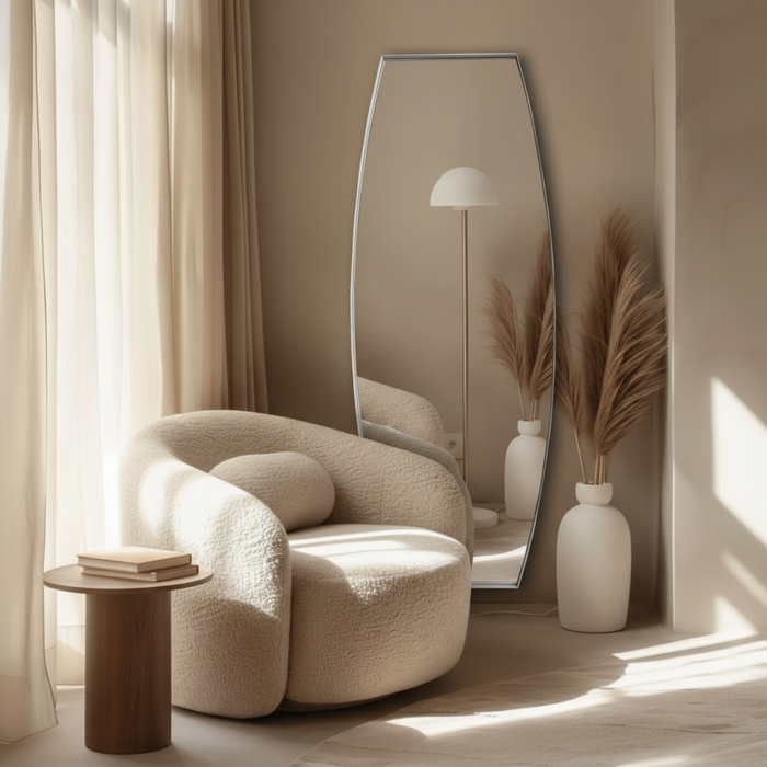 DMC  Grote Lensvormige Passpiegel Fabia Wit 80x200 cm