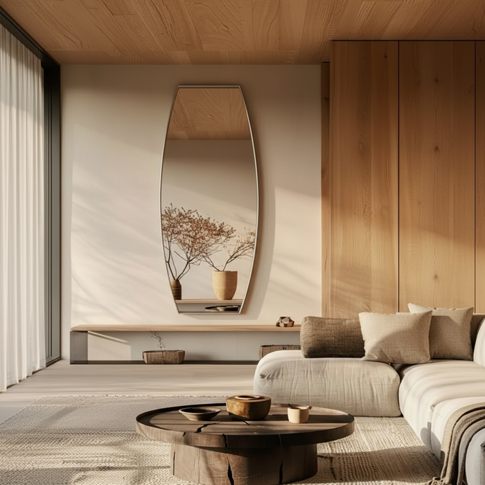 DMC  Grote Lensvormige Passpiegel Fabia Wit 80x200 cm