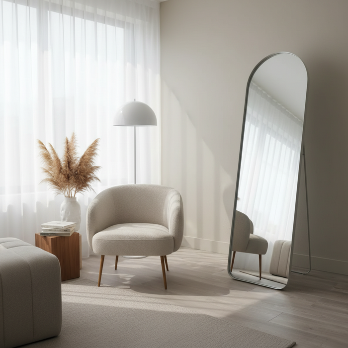 DMC  Staande Boogspiegel Isa Grijs Staal 50x160 cm