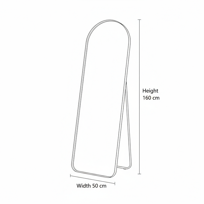 DMC  Staande Boogspiegel Isa Grijs Staal 50x160 cm