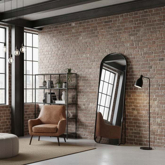 DMC  Staande Boogspiegel Isa Zwart Staal 50x160 cm