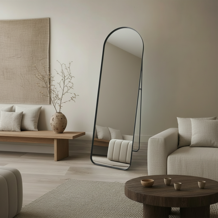 DMC  Staande Boogspiegel Isa Zwart Staal 50x160 cm