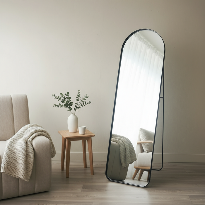 DMC  Staande Boogspiegel Isa Zwart Staal 50x160 cm